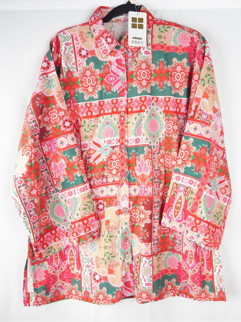 Ideas by Gul Ahmed Bright Floral Button-Up Shirt 2 piece - Multicolor